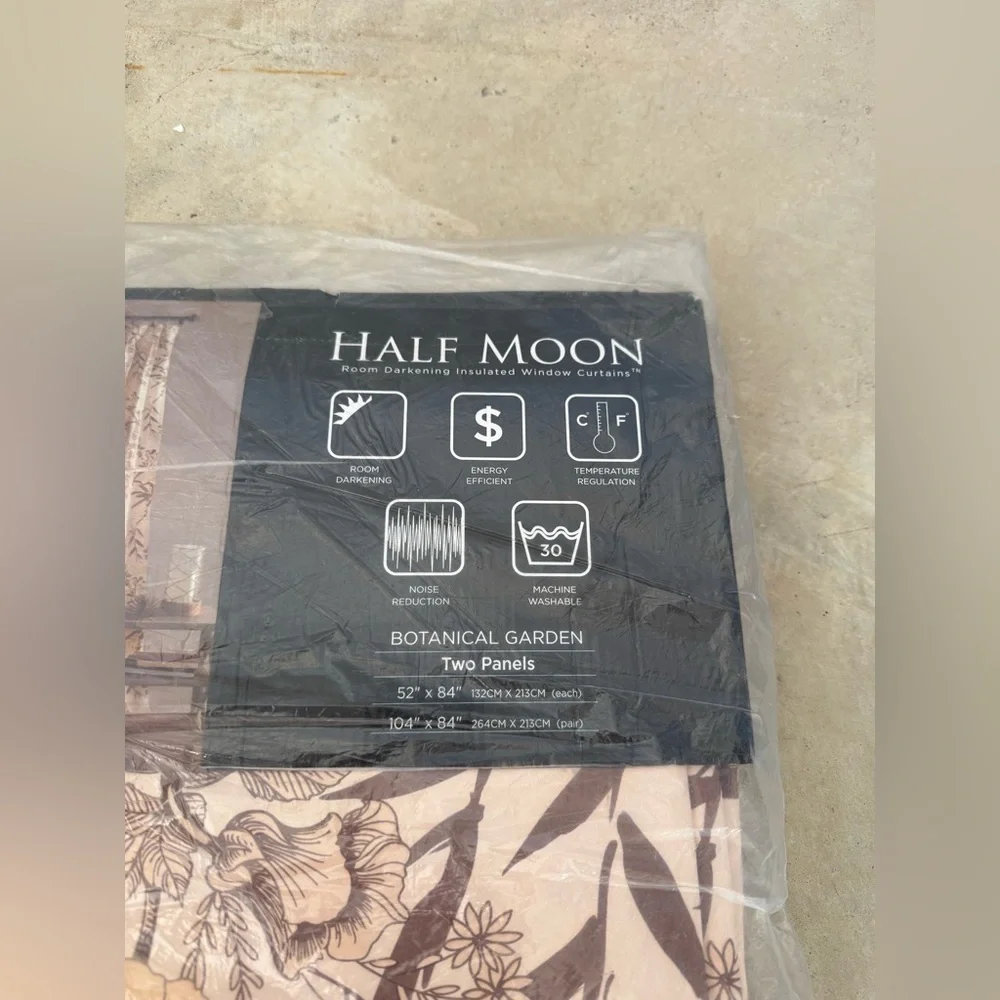 Half Moon Botanical Garden Two Panels Curtains-NWT